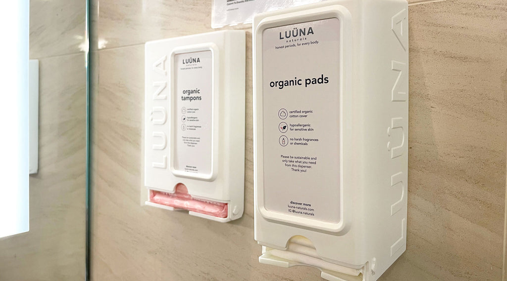 LUÜNA naturals tackles menstrual stigma and period poverty with custom-made period care dispensers